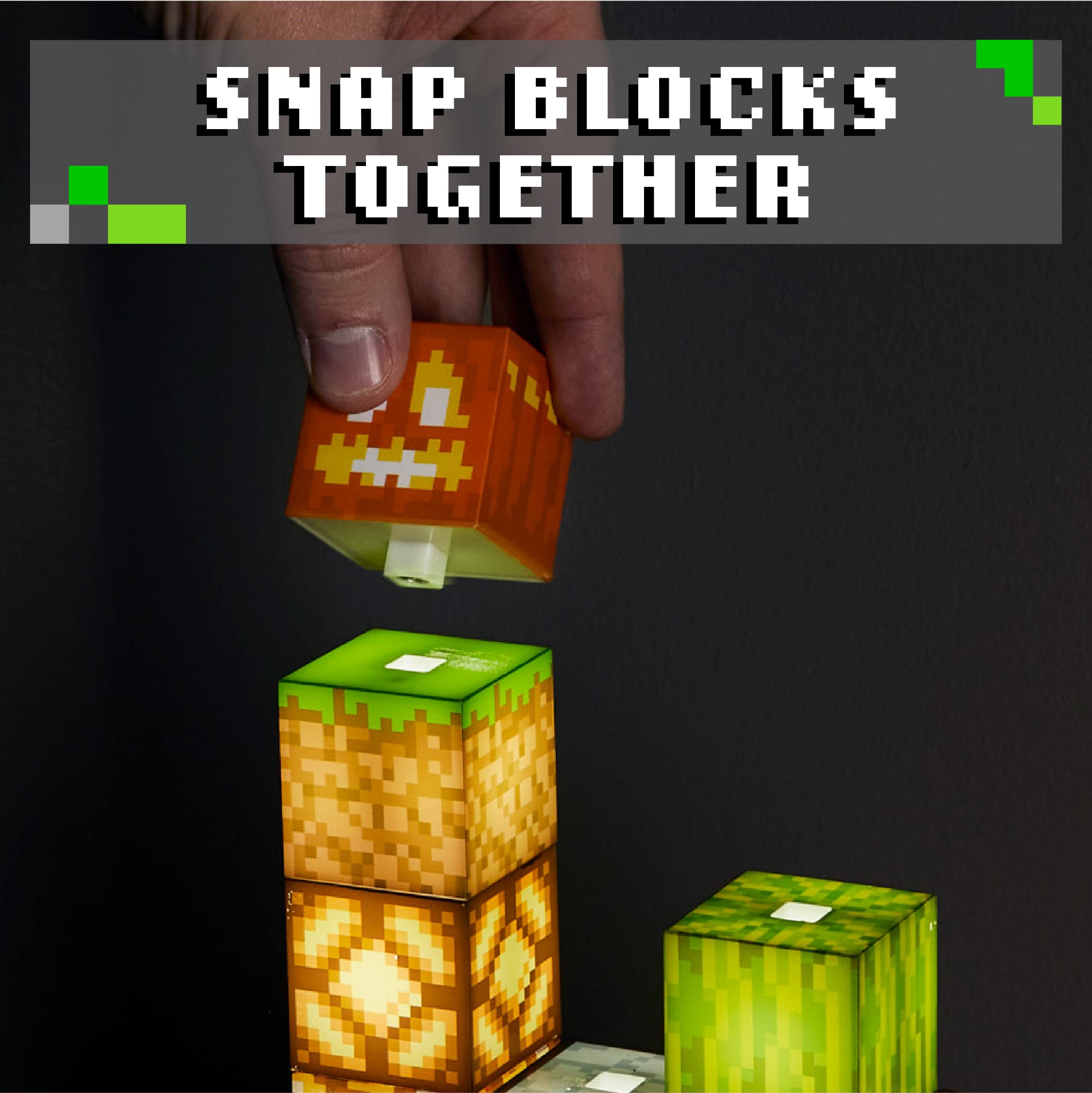 Minecraft Baustein-Lampe - Offiziell lizenziertes Merchandise, Baustein-Nachtlicht, Geschenk für Jungs, Gaming-Zimmerzubehör & Dekoration