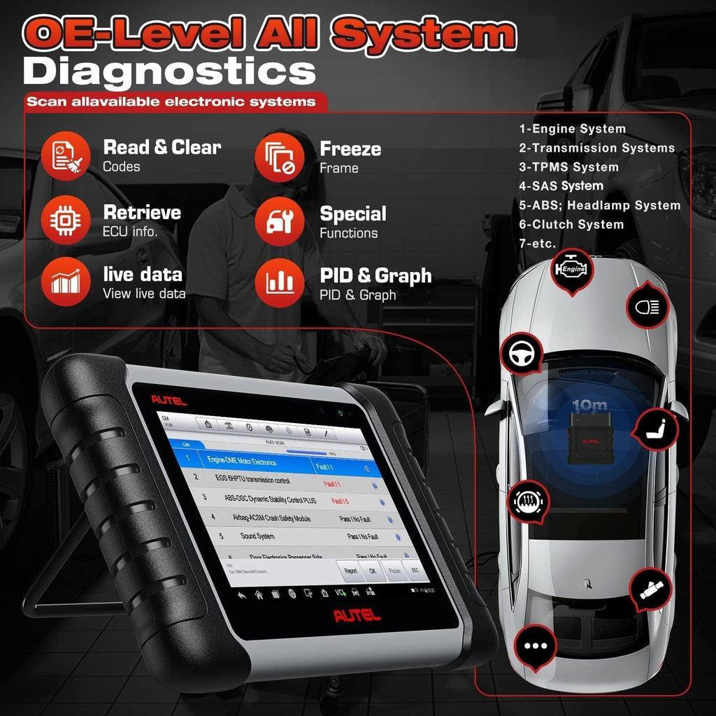 Autel MaxiCOM MK808BT PRO OBD2 Diagnosegerät Auto, 2026 Wireless Ver. von MK808S/ MK808/ MX808S, Bidirektional wie MK900/ MK900BT/ MK808BT Diagnosegerät, Aller Systeme, 28+ Service, Funktion mit BT506