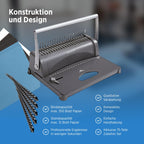 Genie CB 850 Stanz- & Spiralbindegerät | Bindemaschine bis DIN A4 | inkl. 75-teiligem Zubehör-Set | Ringbindung & Spiralbindung Set | Plastikbinderücken | Stanzmaschine mit 4-fach Locher | 350 Blatt
