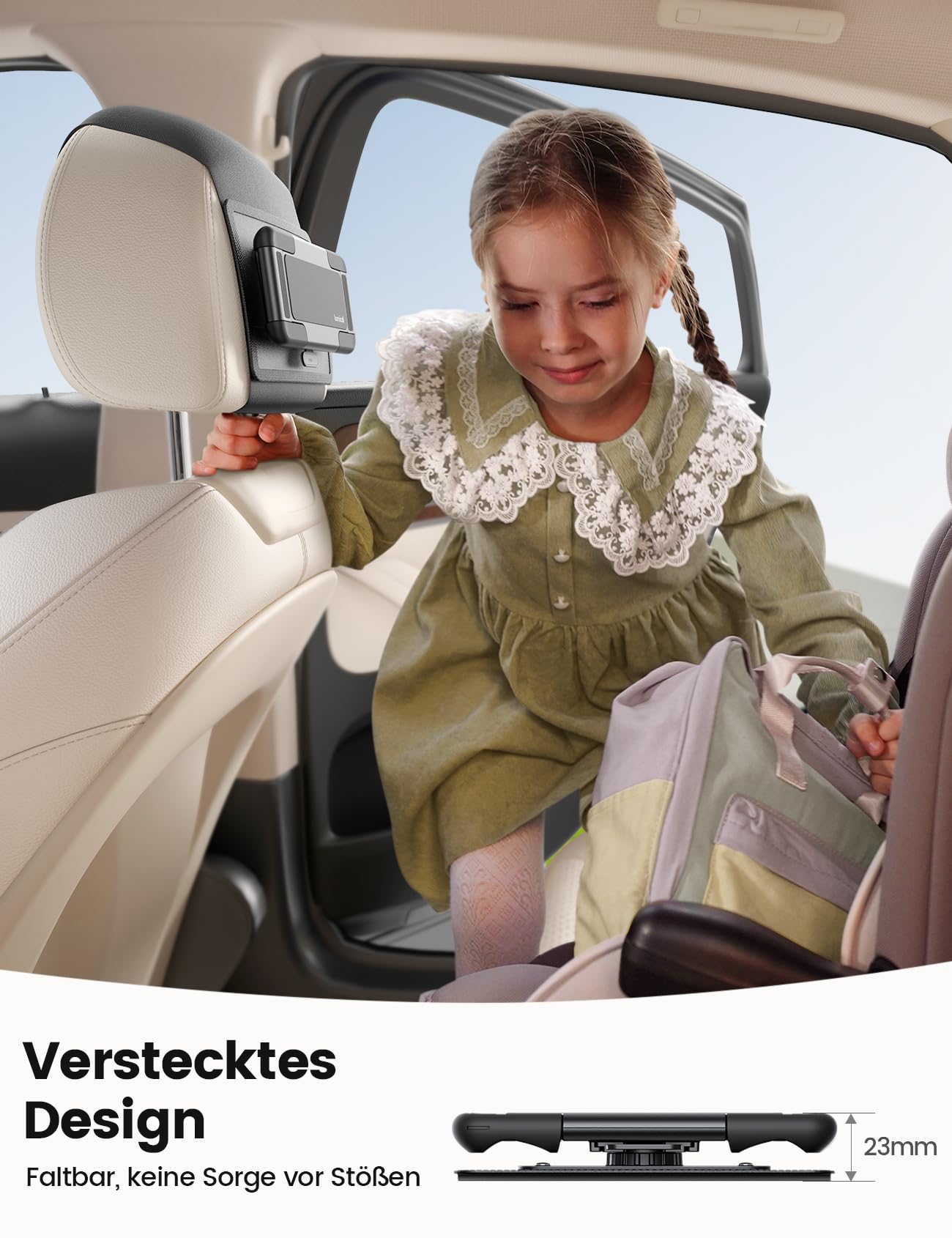 Lamicall Tablet Halterung Auto Kopfstütze - [Faltbare Dicke Tablet-Klemme] 360° Drehung Tablethalterungen Auto, KFZ iPad Kopfstützenhalter für Samsung Tab, iPad Pro, Air, Mini, 6,1-13 Zoll Geräte