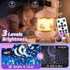 One Fire Sternenhimmel Projektor Kinder – mit 15 Filmen & 15 Musikstücken, 360° drehbar, Einhorn Spielzeug für Mädchen 3-14 Jahre, Nachtlicht gegen Weinen, Lern-Projektor mit Timer & 1200mAh Akku