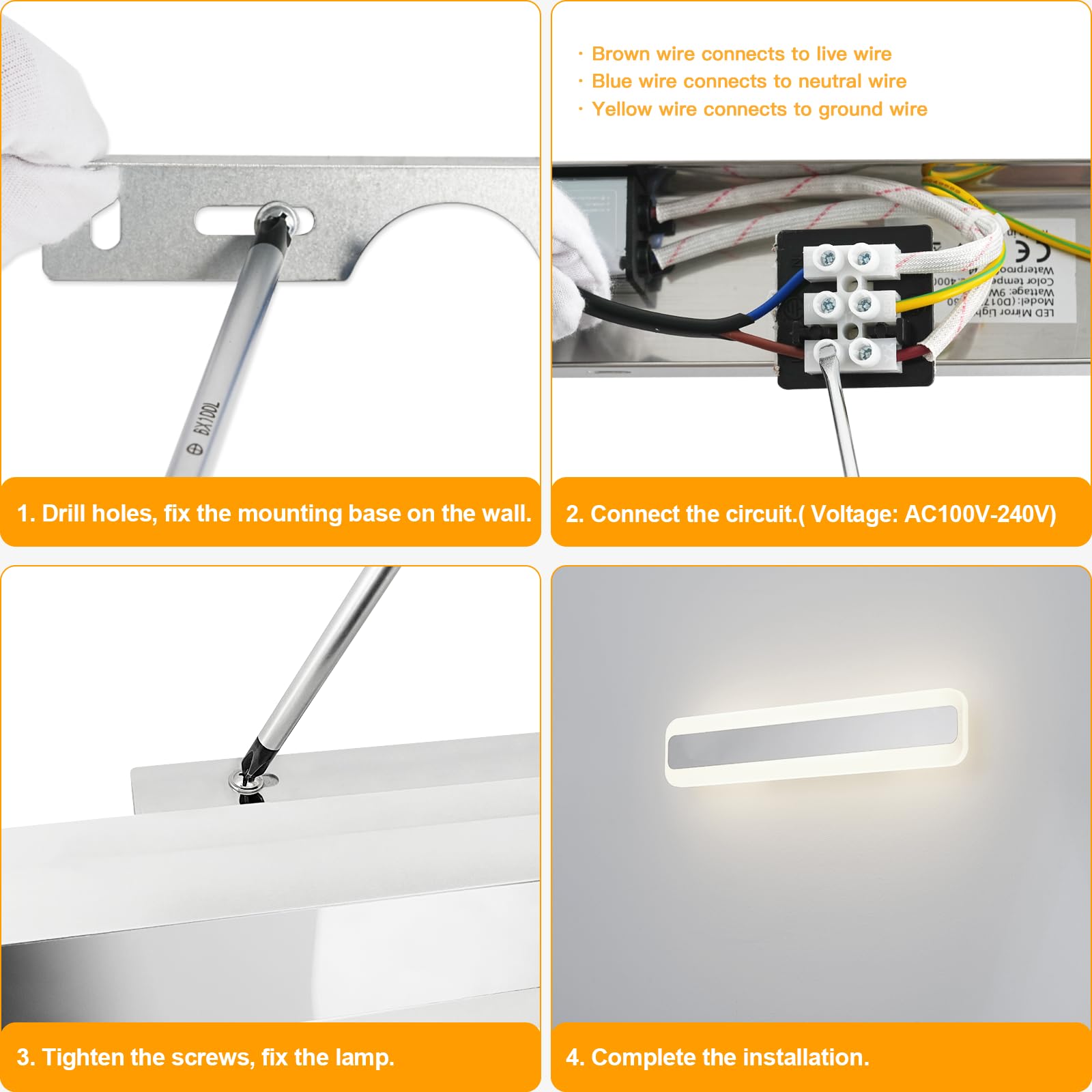 Dehobo Led Bad Spiegelleuchte 14W 40cm - LED Spiegellampe Badezimmer Spiegelleuchte IP44 4000K Neutralweiß - Badlampe Wandbeleuchtung 230V 1000LM Spiegelfrontlicht aus Acryl Kein Flimmern