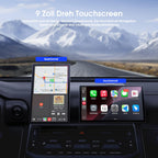 Avylet 9 Zoll Wireless Carplay Display für Apple Carplay & Android Auto, Tragbarers Carplay Autoradio mit Magnetischer Halterung, OTA-Updates, IP67 Rückfahrkamera, GPS Navigation, Bluetooth 5.0