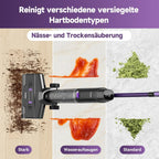 Redkey W15 Nass Trockensauger Akku,Selbstreinigender Mopp-Staubsauger,Kantenreinigung 6 mm,Dual-Wassertank-Unterstützung, 3 Reinigungsmodi,LED Spracherinnerung Geeignet für Hartböden,Selbstreinigung