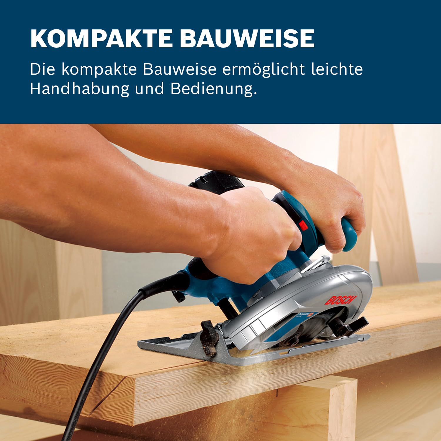 Bosch Professional Kreissäge GKS 190 (Leistung 1400 Watt, Kreissägeblatt: 190 mm, Schnitttiefe: 70mm inkl. HM-Kreissägeblatt, Absaugadapter, Parallelanschlag, Sechskantstiftschlüssel)