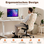 DUMOS Bürostuhl Pu-Leder Chefsessel mit Hochklappbaren Armlehnen Bürostuhle Leder mit Drehbaren Rädern Office Chair Ergonomic Geeignet für Büros Zuhause und Andere Umgebungen
