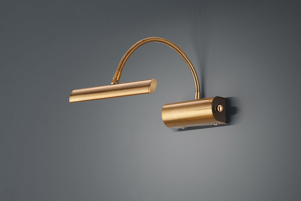 Trio Leuchten LED Wandleuchte Curtis 279770104, Metall altmessing, 1x 4 Watt, Flexarm, Dimmer