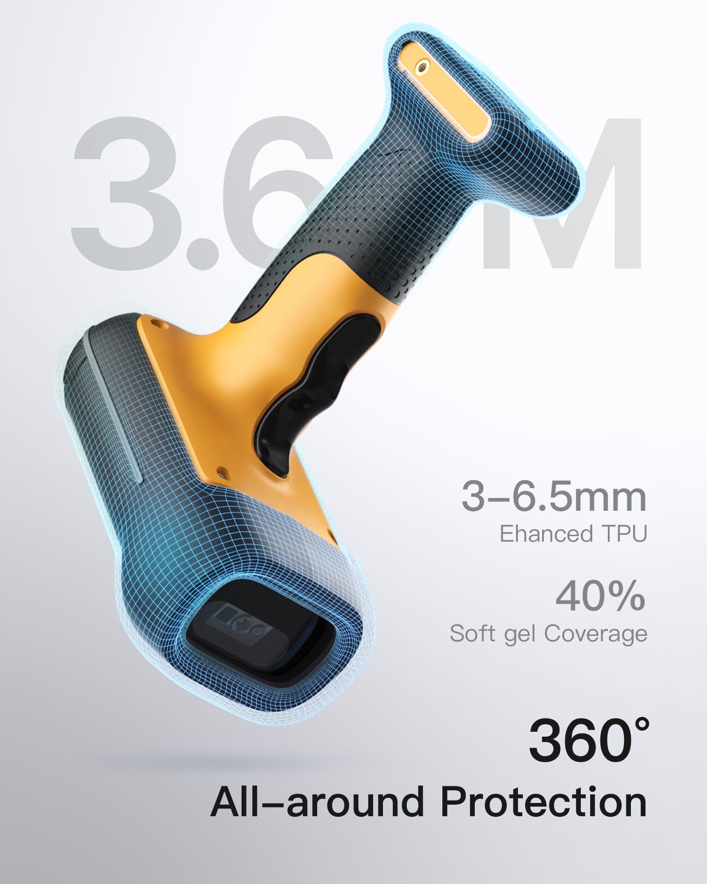 Inateck Industrial Barcode Scanner Kabellos, 2D QR Code Scanner mit intelligenter Ladestation, IP67 wasserdicht und staubdicht, Barcode Leser mit 2600mAh Akku，Handscanner mit App & SDK, BCST-75S