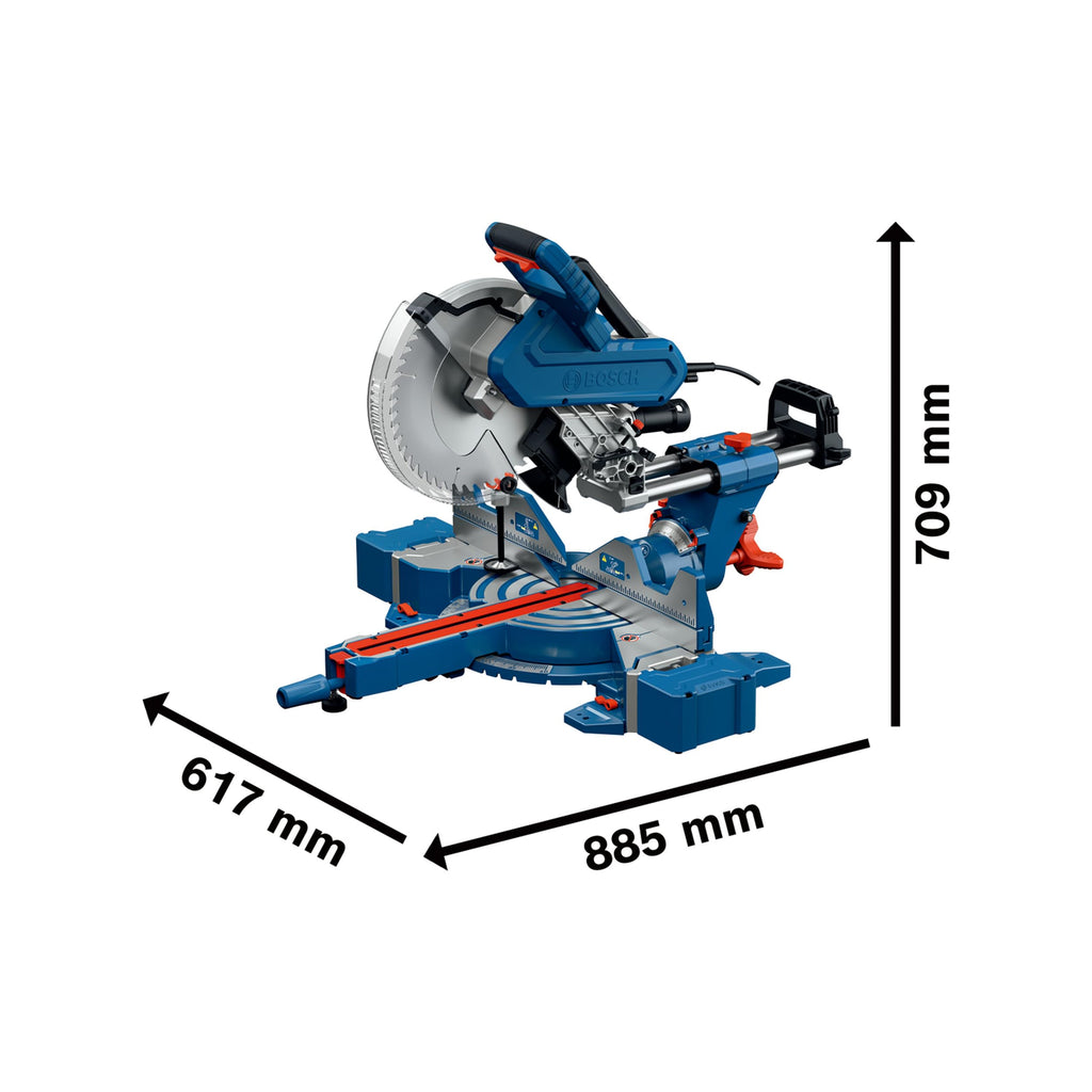 Bosch Professional kabelgebundene Kapp- und Gehrungssäge GCM 340-305 D (inkl. Lineal, Klemme, Staubbeutel, Werkstückauflage, Sägeblatt, Schlüssel)