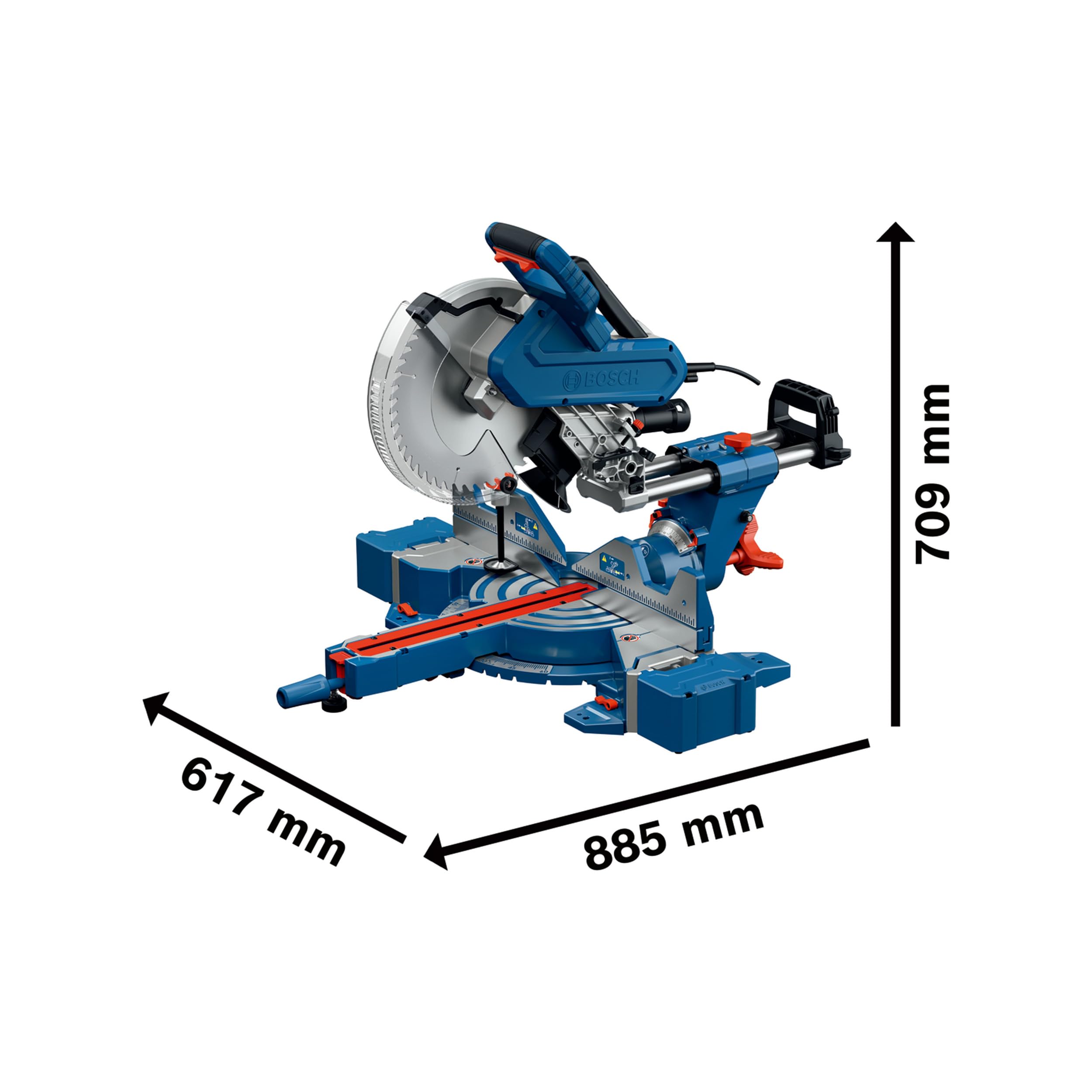 Bosch Professional kabelgebundene Kapp- und Gehrungssäge GCM 340-305 D (inkl. Lineal, Klemme, Staubbeutel, Werkstückauflage, Sägeblatt, Schlüssel)