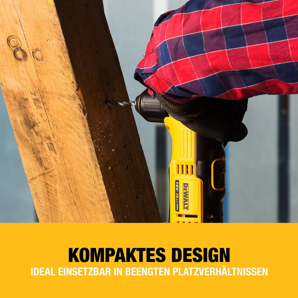 DEWALT 18 Volt Akku-Winkelbohrmaschine (2-Gang Getriebe, elektronische Drehzahlregulierung, Motorbremse, großer Paddelschalter, LED-Leuchte, max. Drehmoment 33 Nm, ohne Akku & Ladegerät), DCD740N-XJ