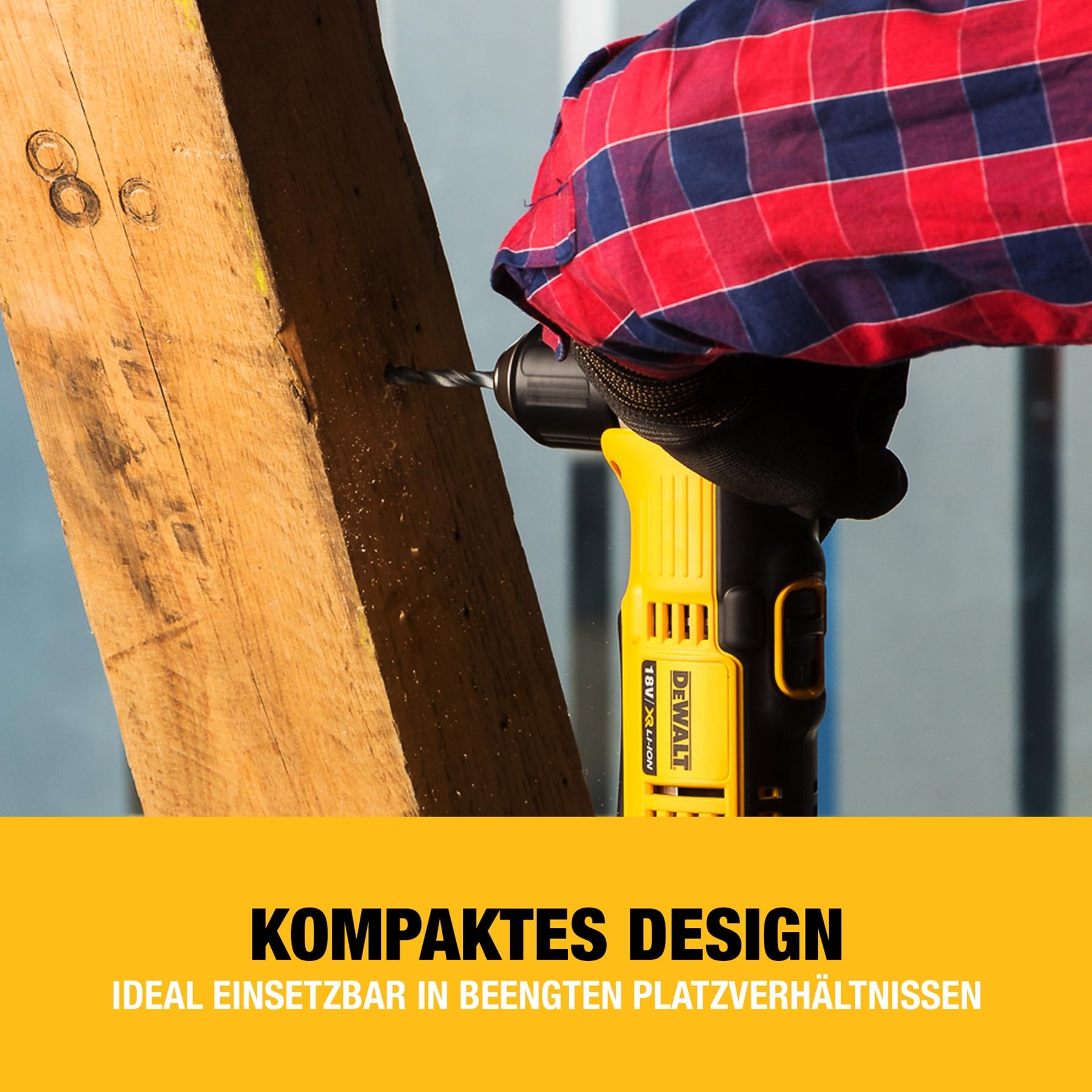 DEWALT 18 Volt Akku-Winkelbohrmaschine (2-Gang Getriebe, elektronische Drehzahlregulierung, Motorbremse, großer Paddelschalter, LED-Leuchte, max. Drehmoment 33 Nm, ohne Akku & Ladegerät), DCD740N-XJ