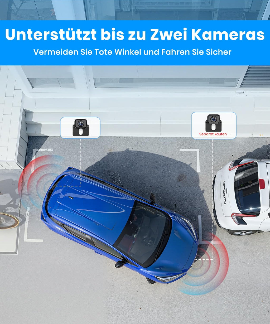 AUTO-VOX Rückfahrkamera kabellos: 5" 1080P Monitor,Dual-Channel,30 Min. Einbau,Stabile Digitale Funkübertragung,IP69K Wasserdicht & Nachtsicht,für SUV, LKW, PKW, Pickup,Anhänger
