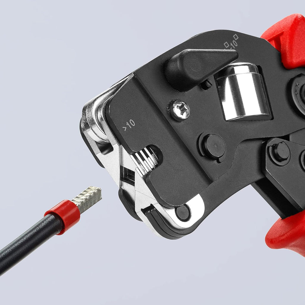 KNIPEX Selbsteinstellende Crimpzange für Aderendhülsen mit Fronteinführung in Blistermit Mehrkomponenten-Hüllen 190 mm, 97 53 09 SB