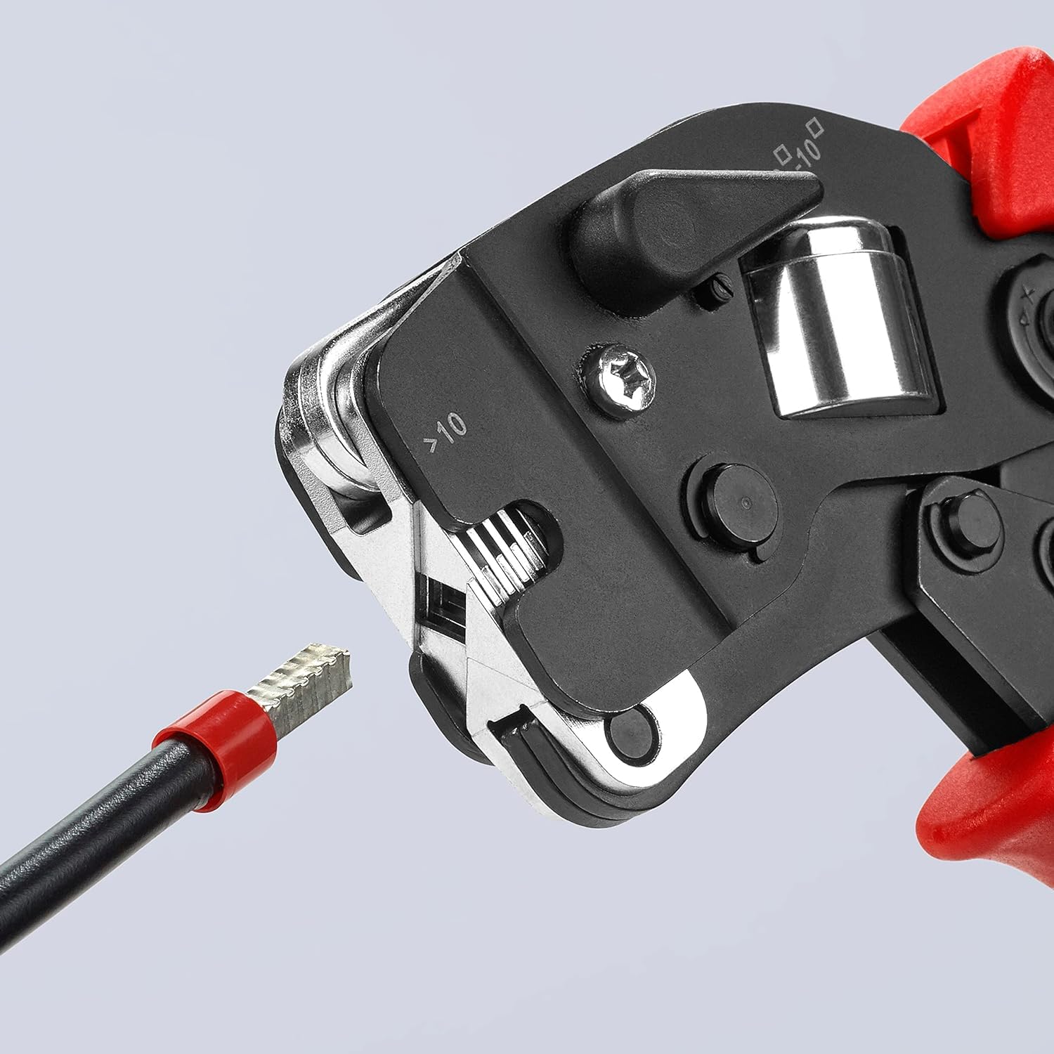 KNIPEX Selbsteinstellende Crimpzange für Aderendhülsen mit Fronteinführung in Blistermit Mehrkomponenten-Hüllen 190 mm, 97 53 09 SB