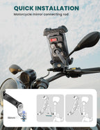 Grefay Motorrad Handyhalterung [Doppelt Vibrationsgedämpft] Universal Handy Halterungen für Motorrad Rückspiegel Mit 360 Drehen für 4,5-7,2 Zoll Smartphone