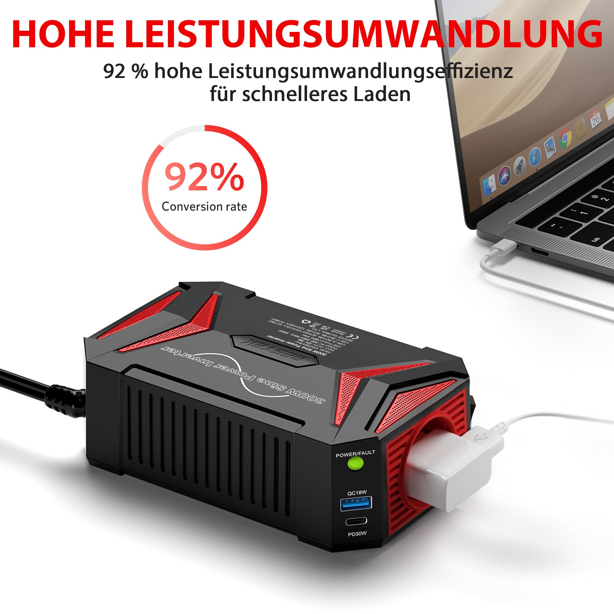 Reiner Sinus wechselrichter 12v auf 230v/BESTEK 300W stromwandler 12 auf 230/steckdose Auto Adapter/Auto wechselrichter,Inverter,inkl. Kfz Zigarettenanzünder Stecker