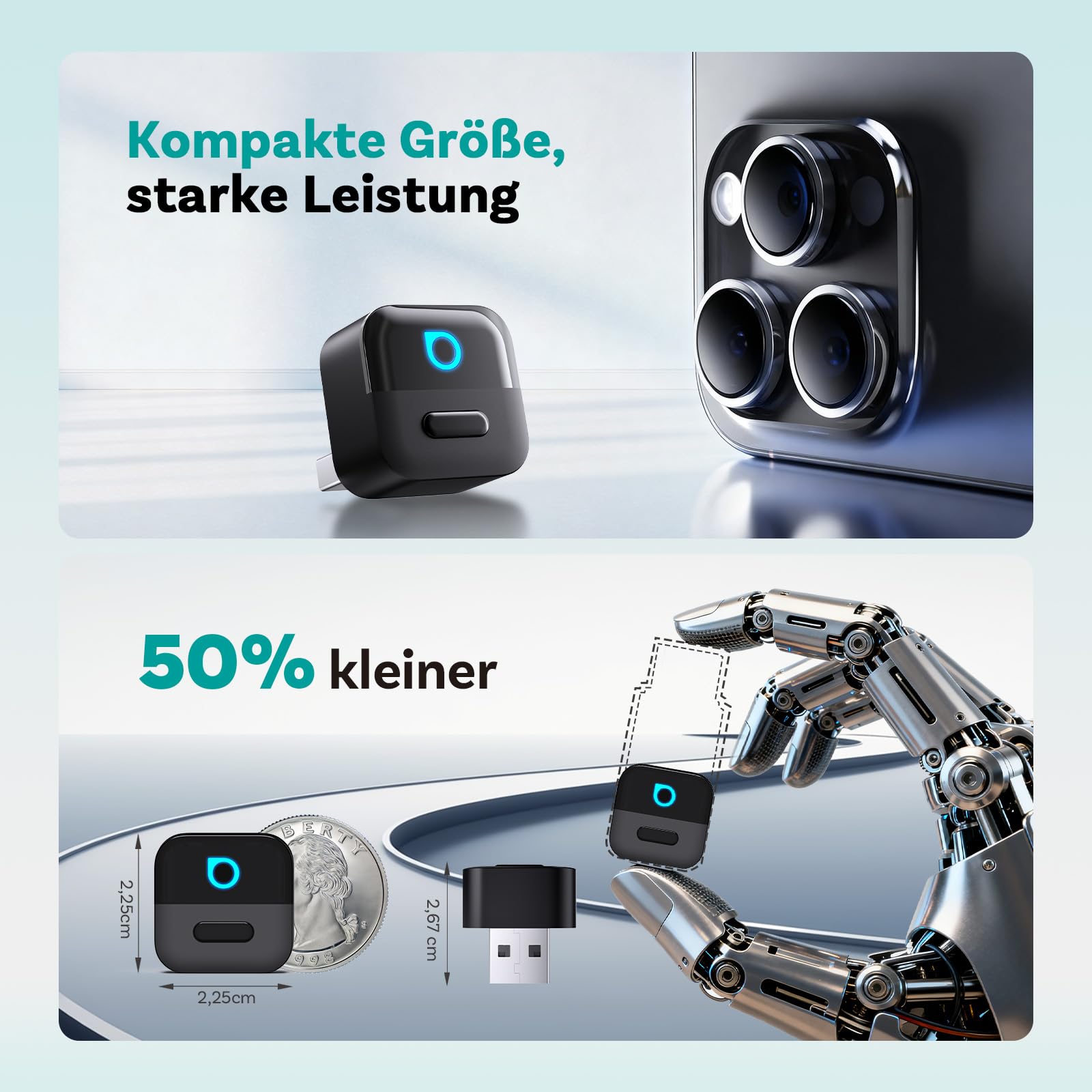 OTTOCAST (2026 Neu) 2-in-1 Wireless CarPlay & Android Auto Adapter, Mini Pico mit EIN-Knopf-Trennung, WiFi 6, Bluetooth 5.4, Plug & Play für Fahrzeuge mit werkseitigem CarPlay/Android Auto