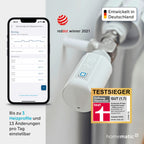 Homematic IP Smart Home Heizkörperthermostat – Evo, digitaler Thermostat Heizung, Heizungsthermostat, Steuerung per App, Alexa & Google Assistant, einfache Installation, Energie sparen, 155105A0