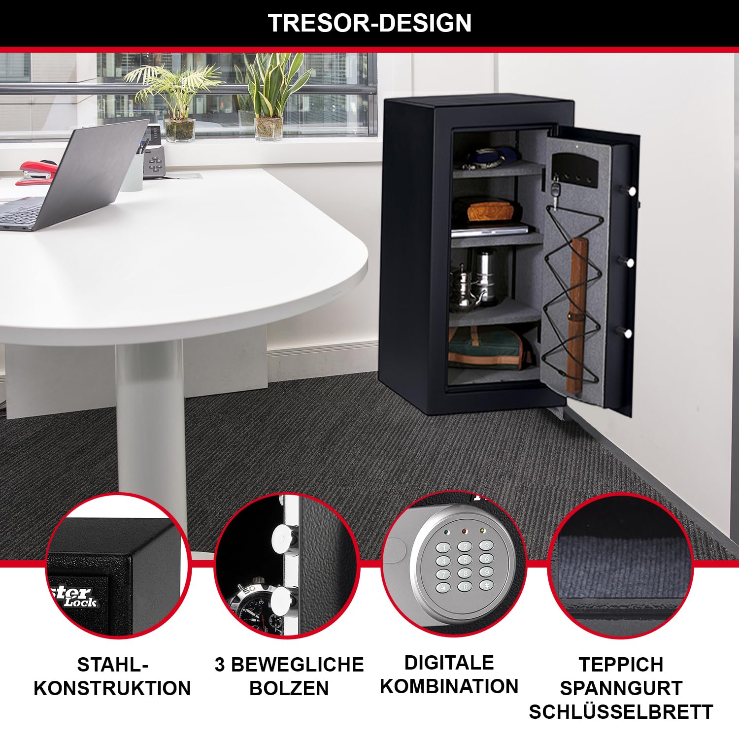 Master Lock Hoch Sicherheit Tresor, Hohe Kapazität, elektronische Kombination, 169 L, 95 x 55.1 x 50.2 cm
