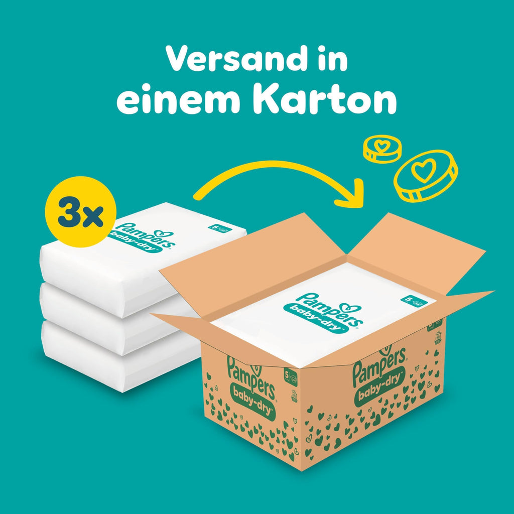 Pampers Baby-Dry Größe 5, 174 Windeln, 11kg-16kg, Bis zu 100% Auslaufschutz & Komfort die ganze Nacht