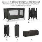 Kinderkraft Kinderreisebett Joy Light, Babybetten, Kinderbett, Reisebett, Praktisch, Modernes Design, Kleine Abmessungen nach Zusammenklappe, Tasche, Grau