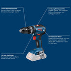 Bosch Professional 18V System Akku Schlagbohrschrauber GSB 18V-55 (max. Drehmoment 55 Nm, ohne Akku/ Ladegerät)