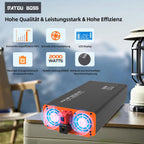 DATOUBOSS 2000W/4000W Spannungswandler 24v auf 230v Reiner Sinus Wechselrichter Power Inverter mit EU Steckdosen, USB/Type-C und LCD Anzeige, Umwandler Stromwandler für LKW Camping Haushaltsgeräten