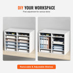 VEVOR Briefablage Schreibtisch Organizer 520 x 305 x 410 mm, 2,3–5,6 cm Einstellbar A4 Stapelbar, Papierablage, Aufbewahrung Schreibtisch Ablagesystem Organisation, Ablage (Weiß, 2 x 6 Fächer)