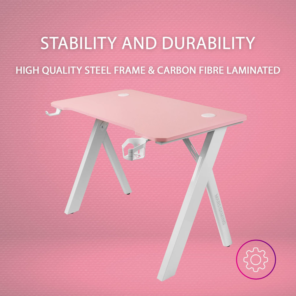 MARSGAMING Mars Gaming MGDXLRGB, Ergonomischer RGB Gaming Tisch, Headset+Flaschenständer, 160x60cm, Schwarz