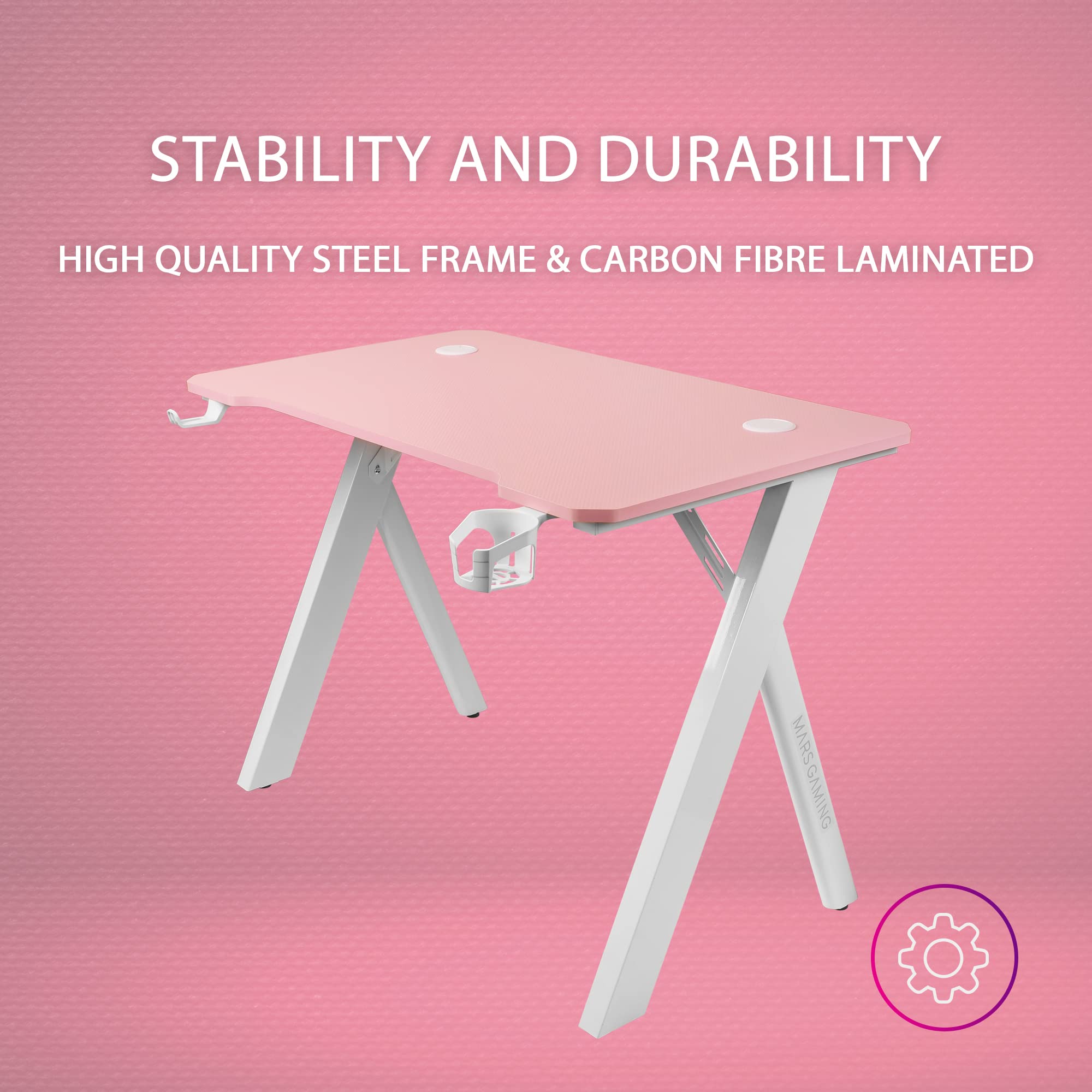 MARSGAMING Mars Gaming MGDXLRGB, Ergonomischer RGB Gaming Tisch, Headset+Flaschenständer, 160x60cm, Schwarz