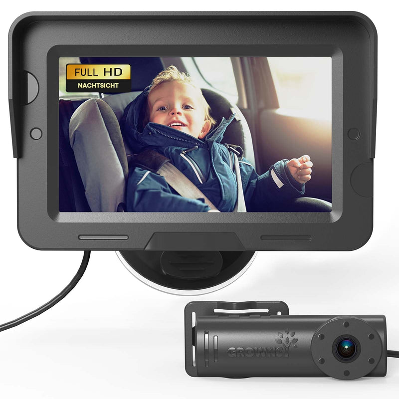GROWNSY Baby Kamera Auto mit Nachtsicht und Weitwinkel, 4,3'' HD Spiegel Auto Baby rückbank, autospiegel Baby für rücksitz USB Plug&Play, Einfache Installation