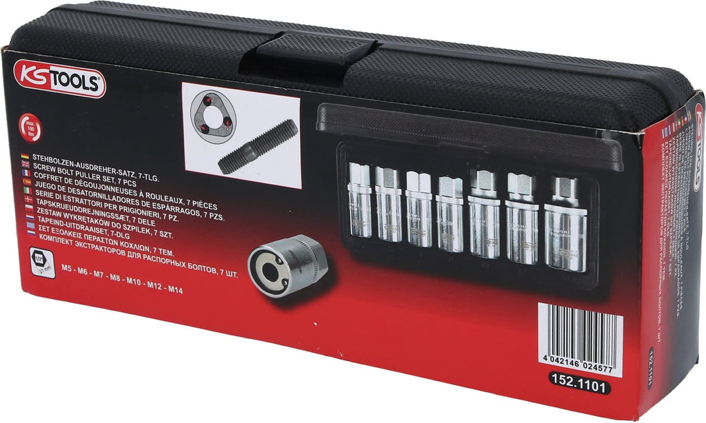 KS Tools 152.1101 Stehbolzen-Ausdreher-Satz, 7-tlg.