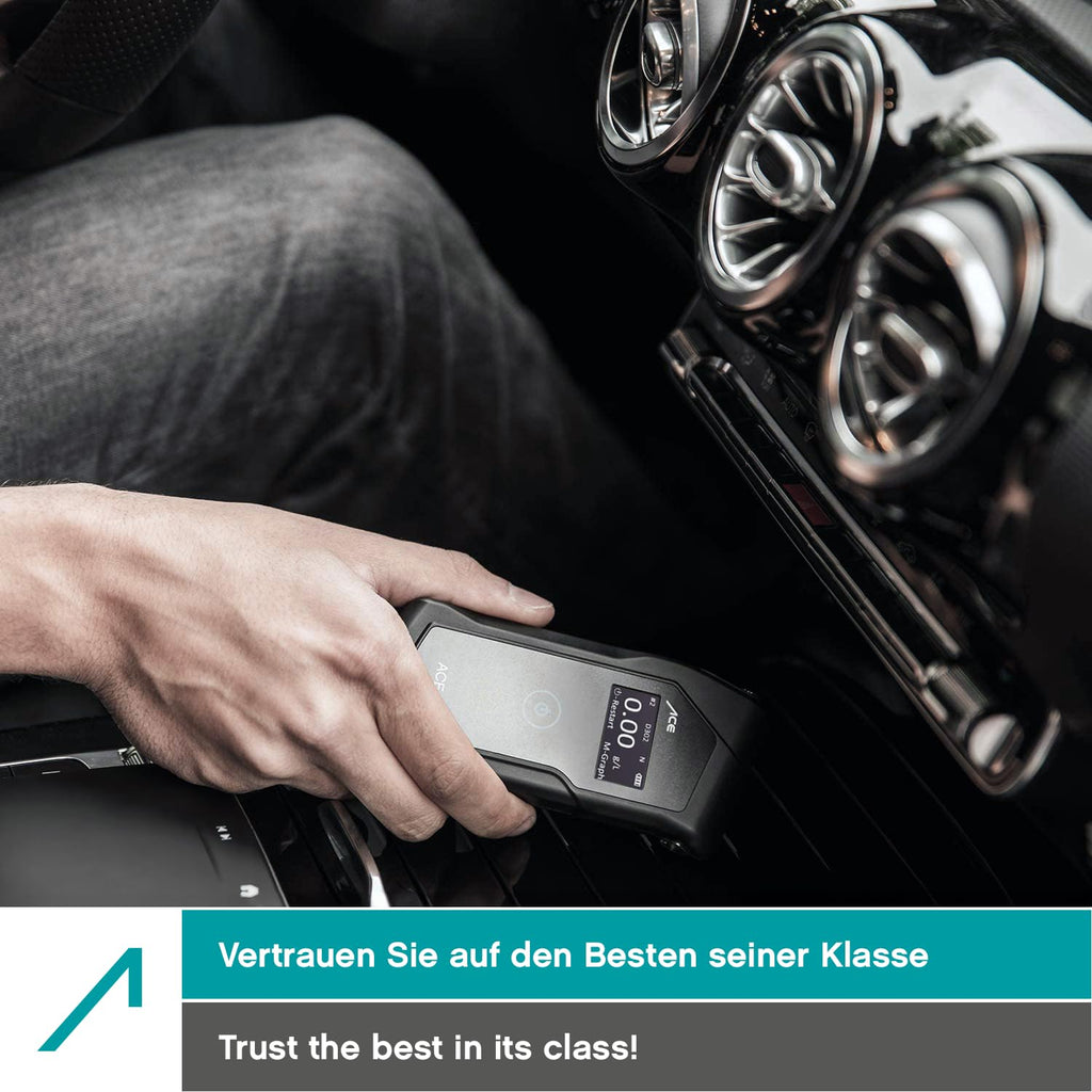 ACE X Alkoholtester - Alkotester mit 99,1% Genauigkeit laut TU Wien - elektrochemisch & polizeigenau - Profi-Alkoholmessgerät