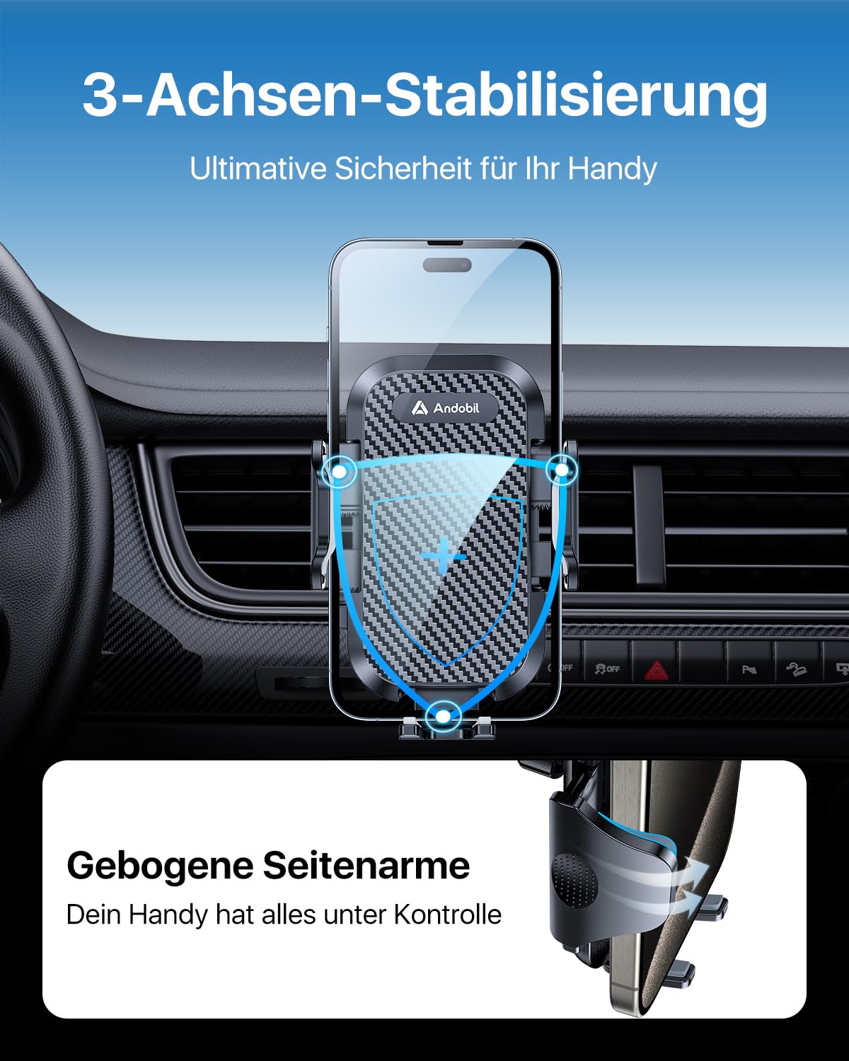 andobil Handyhalterung Auto Lüftung [2026 Neueste Lüftungsclip] Kfz Handy Halterung [100% Sicherer Griff ] 360° Drehbar Autohalterung Zubehör für iPhone 17 Pro Max Air 16 15 14 13 12 Galaxy S25 Ultra