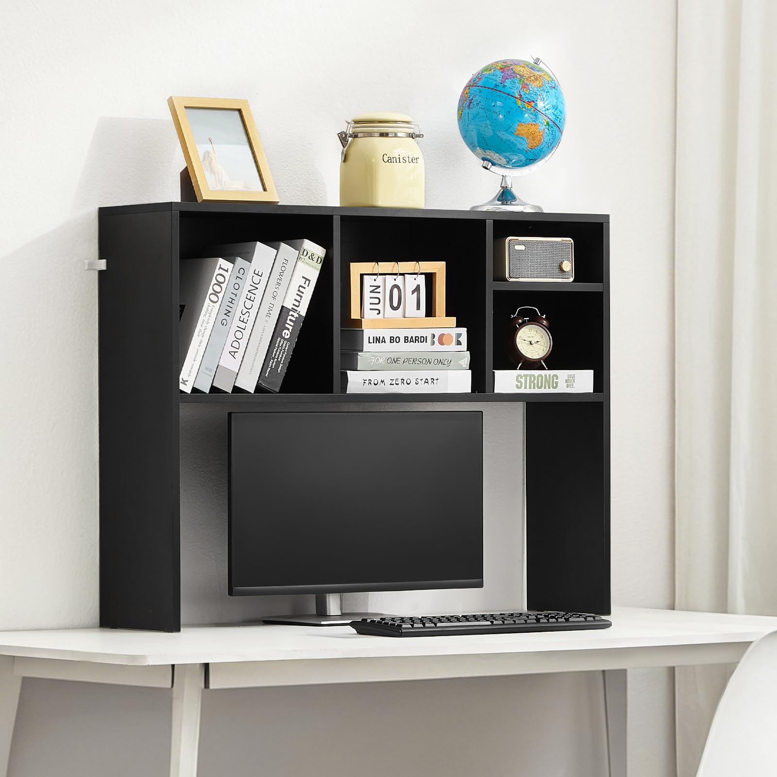 VEVOR Schreibtisch Bücherregal 1-stufiger Organizer (94 x 24 x 73 cm) Tischregale Schreibtisch Organizer Ausstellungsregal aus Spanplatten mit rutschfesten Füßen, für Büro Wohnheim, Schwarz