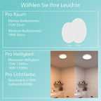 Philips LED Badezimmer Deckenleuchte Superslim (15 W), 3 Lichteinstellungen, kaltweiß Licht, dimmen ohne Dimmer, IP44 Schutz, weiß, 25cm
