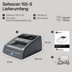 Safescan 185-S automatischer Geldscheinprüfer zur schnellen Überprüfung von Geldscheinen - Inklusive US Dollar - Falschgeldprüfgerät mit 7-facher Echtheitsprüfung - 100% genauer Geldscheinprüfer