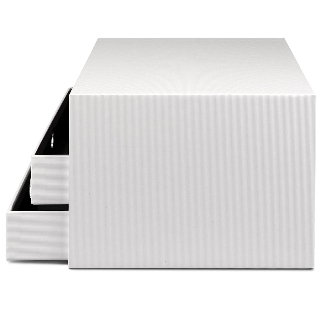 Rössler SOHO 3er Schubladenbox A4 aus Papier | Büro Organizer Schreibtisch| Schubladen Organizer Büro Zubehör & Bürobedarf | Schreibtisch Organizer Box | 34 x 25 x 19 cm | 1 Stück | Farbe: Weiß