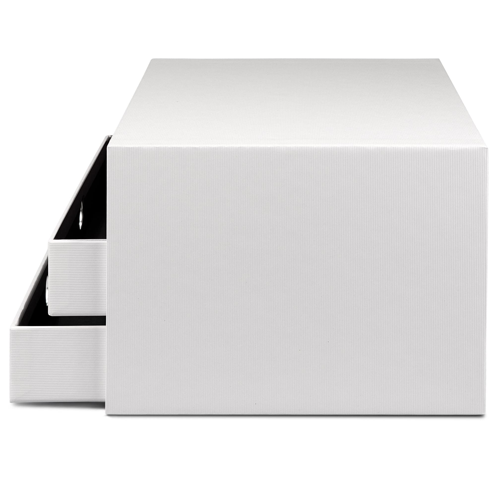 Rössler SOHO 3er Schubladenbox A4 aus Papier | Büro Organizer Schreibtisch| Schubladen Organizer Büro Zubehör & Bürobedarf | Schreibtisch Organizer Box | 34 x 25 x 19 cm | 1 Stück | Farbe: Weiß