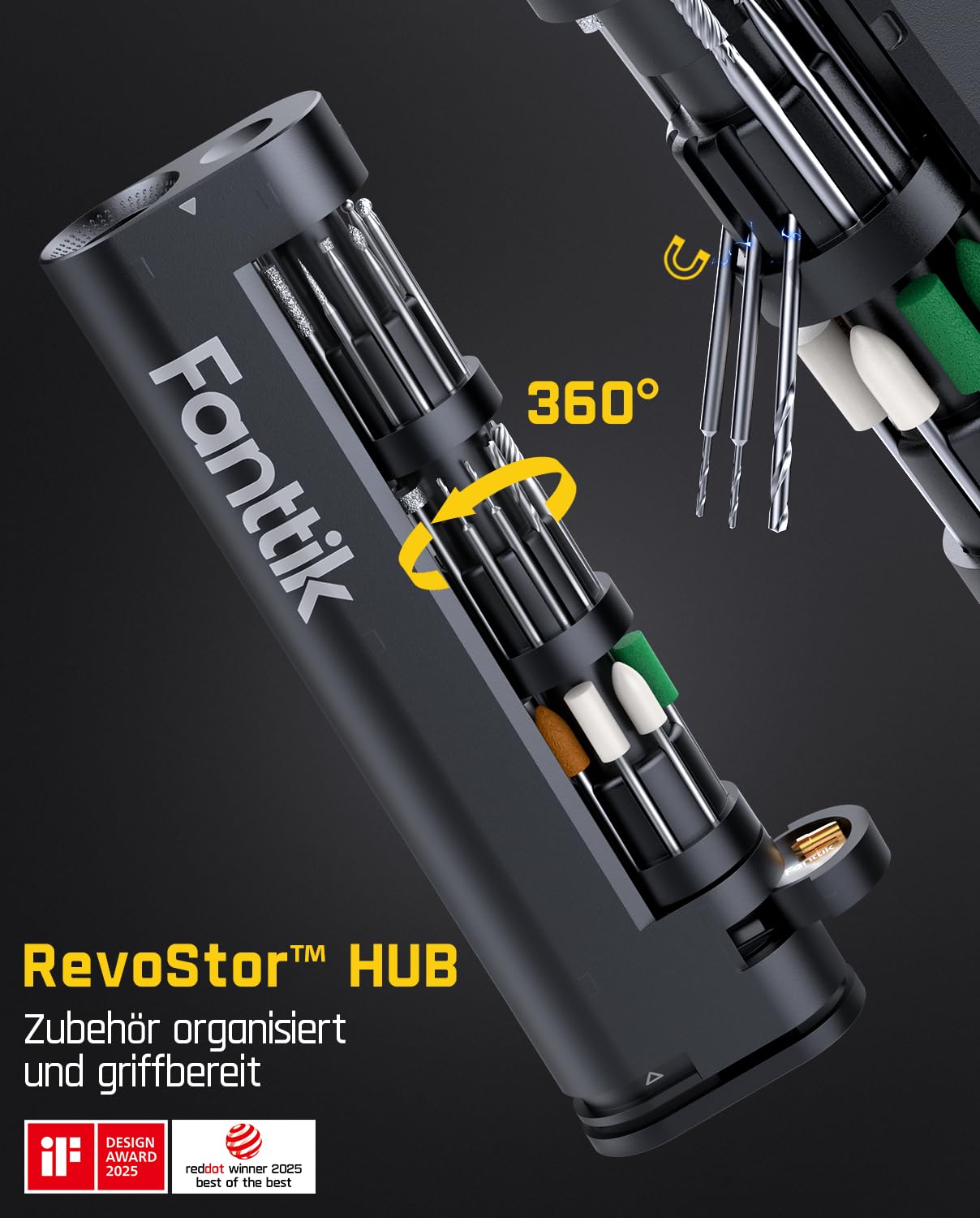 Fanttik F2 Master Mini Akku-Multifunktionswerkzeug, NeoPulse Motor, 5 Geschwindigkeiten, 25000 U/min, Revostor-Hub, 35 Zubehörteile, Elektrowerkzeug zum Polieren, 3D-Druck, Bohren, Gravieren