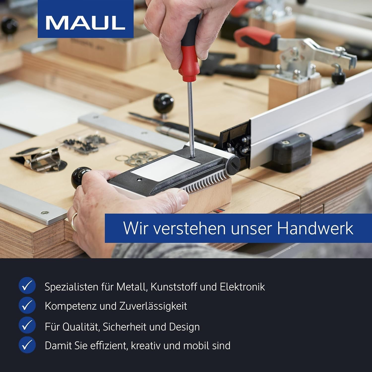 Maul Moderationskoffer MAULstart 35,5 x 31,5 x 6 cm | Moderatorenkoffer aus stabilem Kunststoff | Koffer mit 1.052 Teilen | Inkl. Moderationskarten, Schere, Marker, Stecknadeln | Schwarz