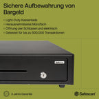Safescan LD-3336 Light-Duty Kassenschublade mit 3 Fächern für Banknoten und 8 für Münzen - Kassenlade mit RJ-12 Anschluss (z.B. Registrierkasse) - Kompakte Kassenschublade von 33 x 36 x 10 cm