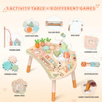 Holz-Aktivitätstisch für Kinder, Baby Montessori Spielzeug 9-in-1 Spieltisch ab 1 2 3 Jahr, Kinderspielzeug Holzspielzeug Activity Tisch ab 12+ Monate, Eburtstag Weihnachten Geschenk 1+ Jahr