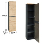 MEMPHIS Aktenschrank in Artisan Eiche Optik, Graphit - Moderner Büroschrank - 45 x 197 x 38 cm (B/H/T)