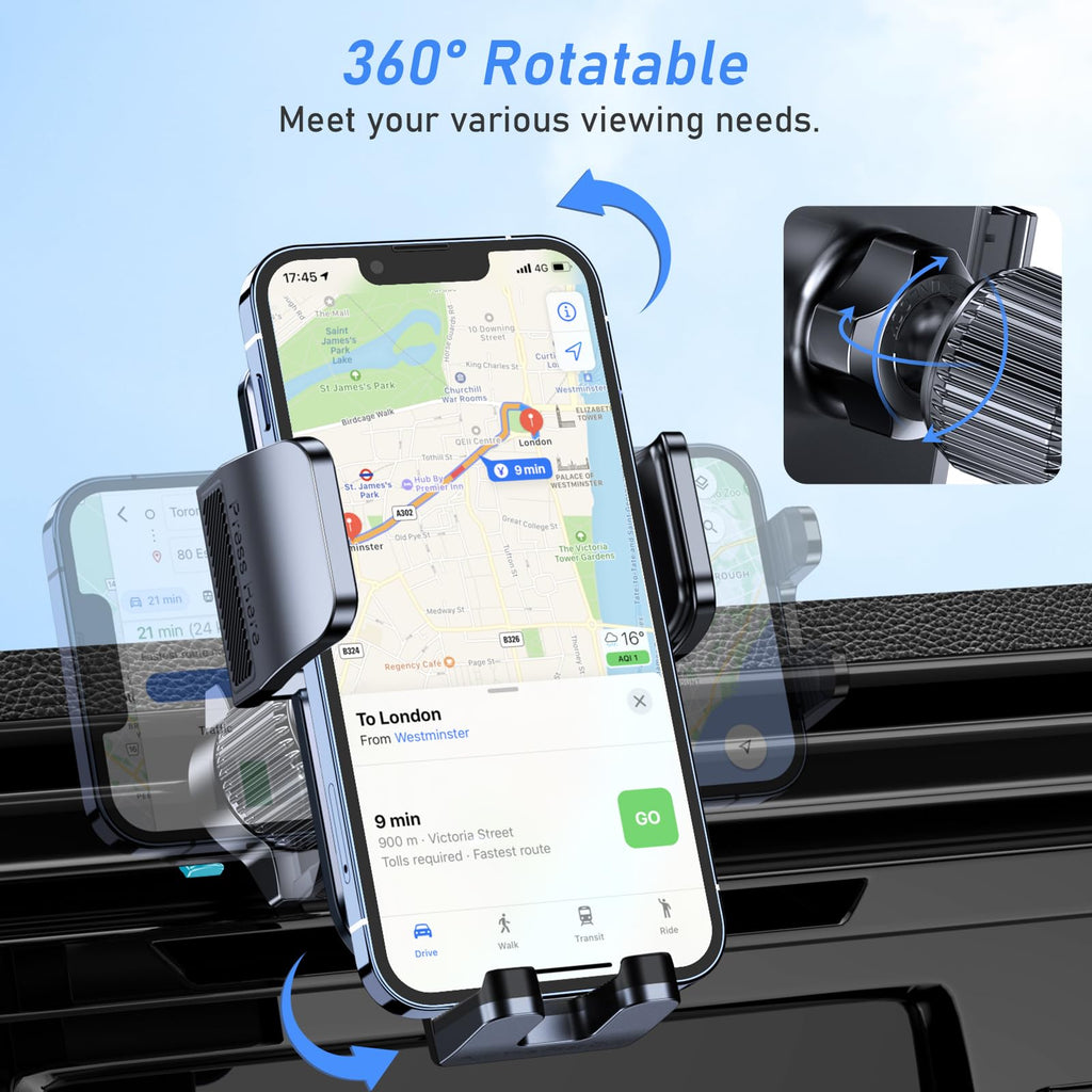 Blukar Handyhalterung Auto, Handyhalter für Autos Lüftung mit Upgraded Stabilere Version & EIN-Knopf-Release, 360° Drehbar KFZ Autohalterung für iPhone, Galaxy und Andere Android Smartphone
