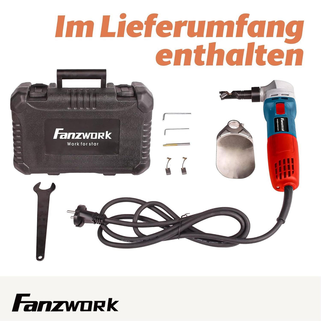 FANZWORK Knabber Blechknabber Knabber Nibbler Blechschere Blechnibbler 600W (mit Koffer und 2 x Stempeln)