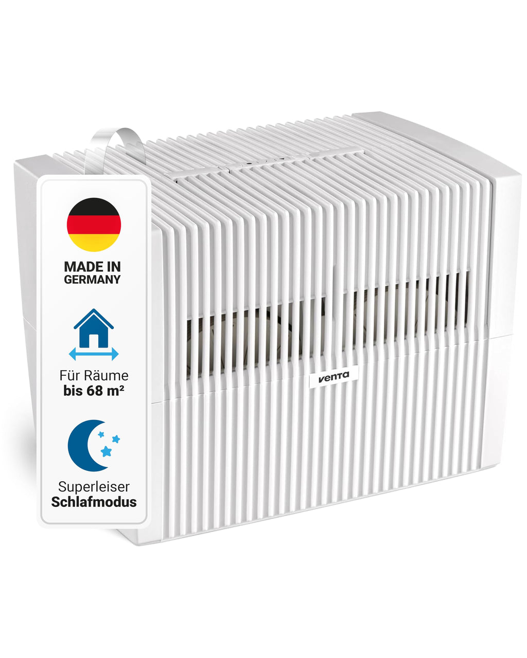 Venta Luftbefeuchter LW45 Classic Original, sehr leise 20 dB(A), energieeffizient 2 Watt, hygienische Kaltverdunstung ohne Filter, großer 10 l-Tank, bis 68 m², mit Duftfunktion