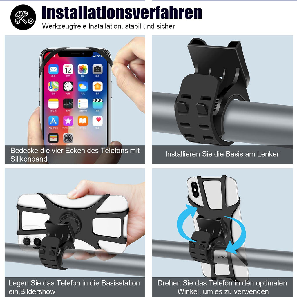 Handyhalterung Fahrrad, Deerfun Universal Handyhalter Motorrad Abnehmbar 360°Verstellbare Fahrrad Handyhalterung für 4,0-7,0 Zoll Smartphone