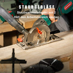 HYCHIKA Handkreissäge, 750W Kreissäge 3500U mit 3 Sägeblättern (115 und 125mm) mit Führungsschiene Max Schnitttiefe 48mm(90°)/32mm(45°), mini Kreissäge für Holz, Weichmetall, Fliesen u.s.w